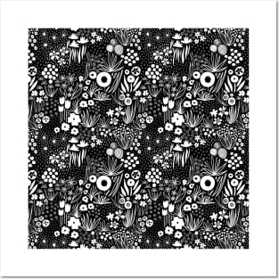 Black And White Flower Field Posters and Art